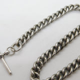 Edwardian Sterling Silver Curb Link Albert Watch Chain Antique London 1909