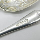 Boxed Pair of Victorian Sterling Silver Berry Spoons 1894 Sheffield Antique