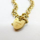 9ct Yellow Gold Curb Link Charm Bracelet Heart Lock Clasp 1977 Birmingham