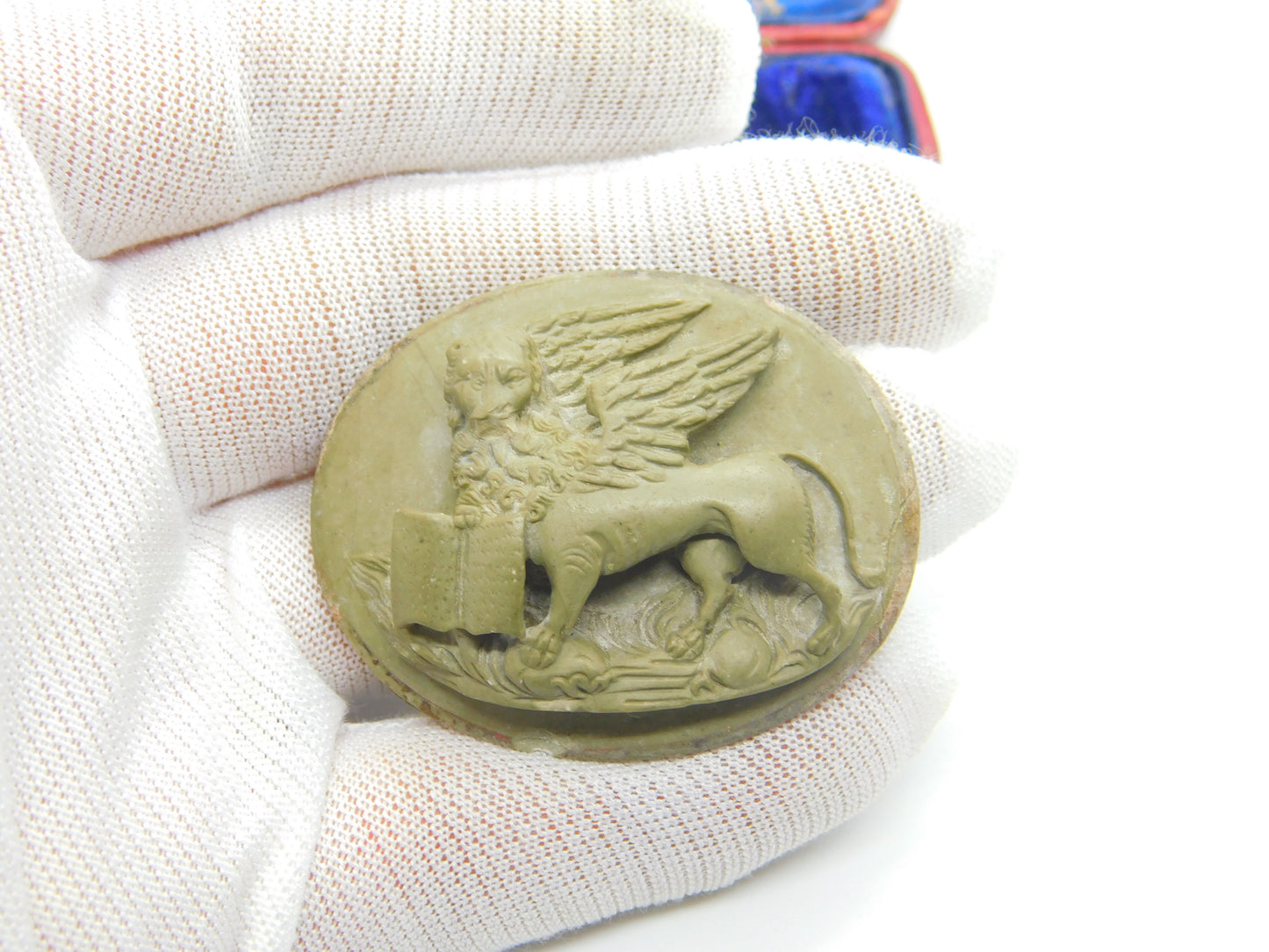 Grand Tour Georgian Large Carved Lava 'Lion of Saint Mark' Cameo c1790 Antique