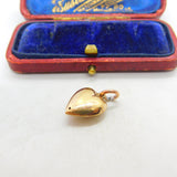 Victorian 9ct Gold Cased Seed Pearl & Turquoise Heart Pendant Antique c1890
