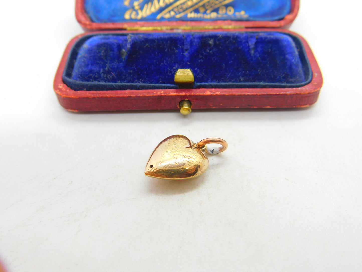 Victorian 9ct Gold Cased Seed Pearl & Turquoise Heart Pendant Antique c1890