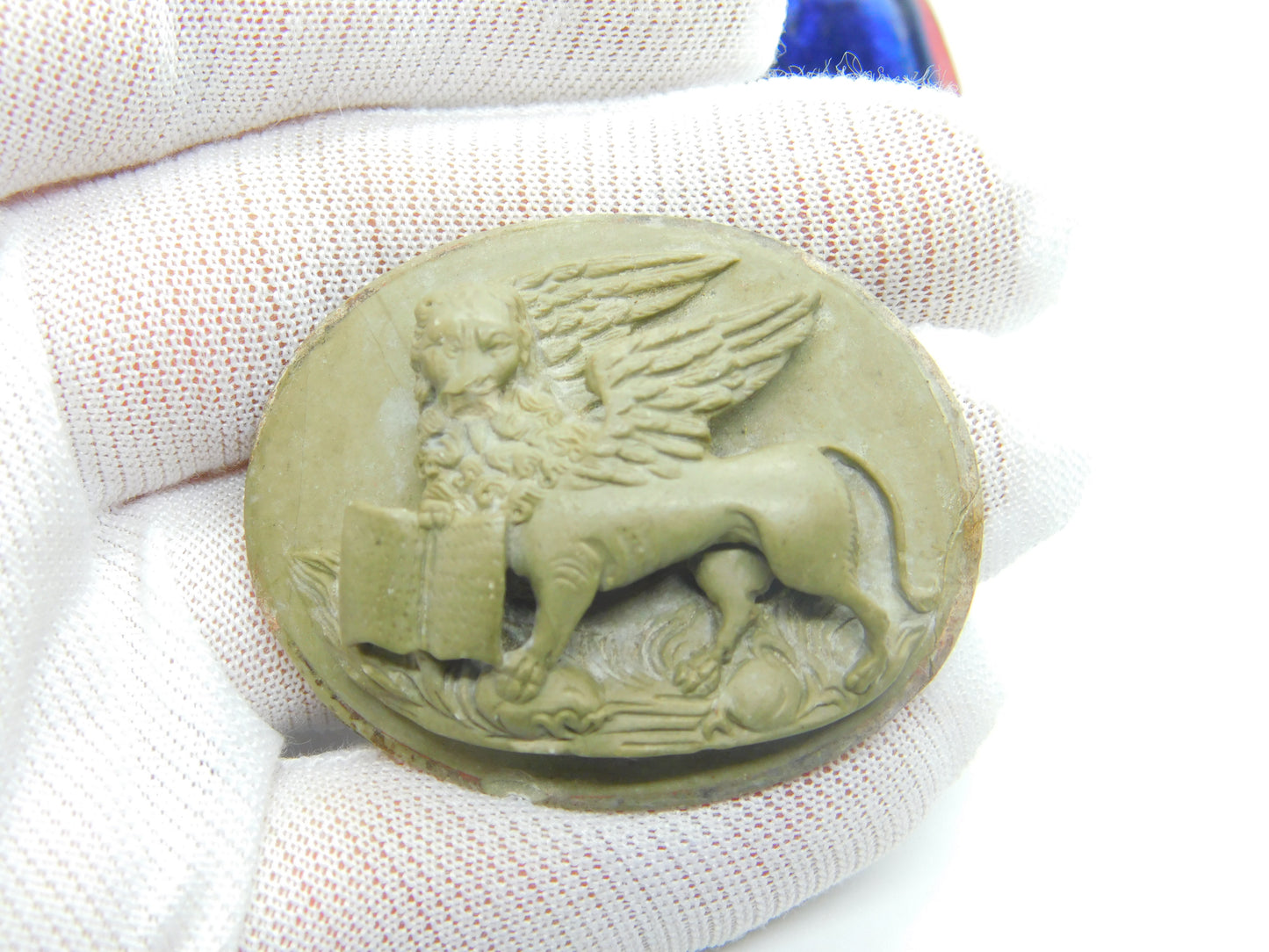 Grand Tour Georgian Large Carved Lava 'Lion of Saint Mark' Cameo c1790 Antique