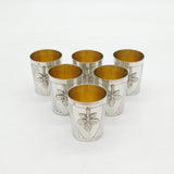 19th Century French .950 Silver Set of Six Shot Cups Antique c1890 Paris Alphonse Debain