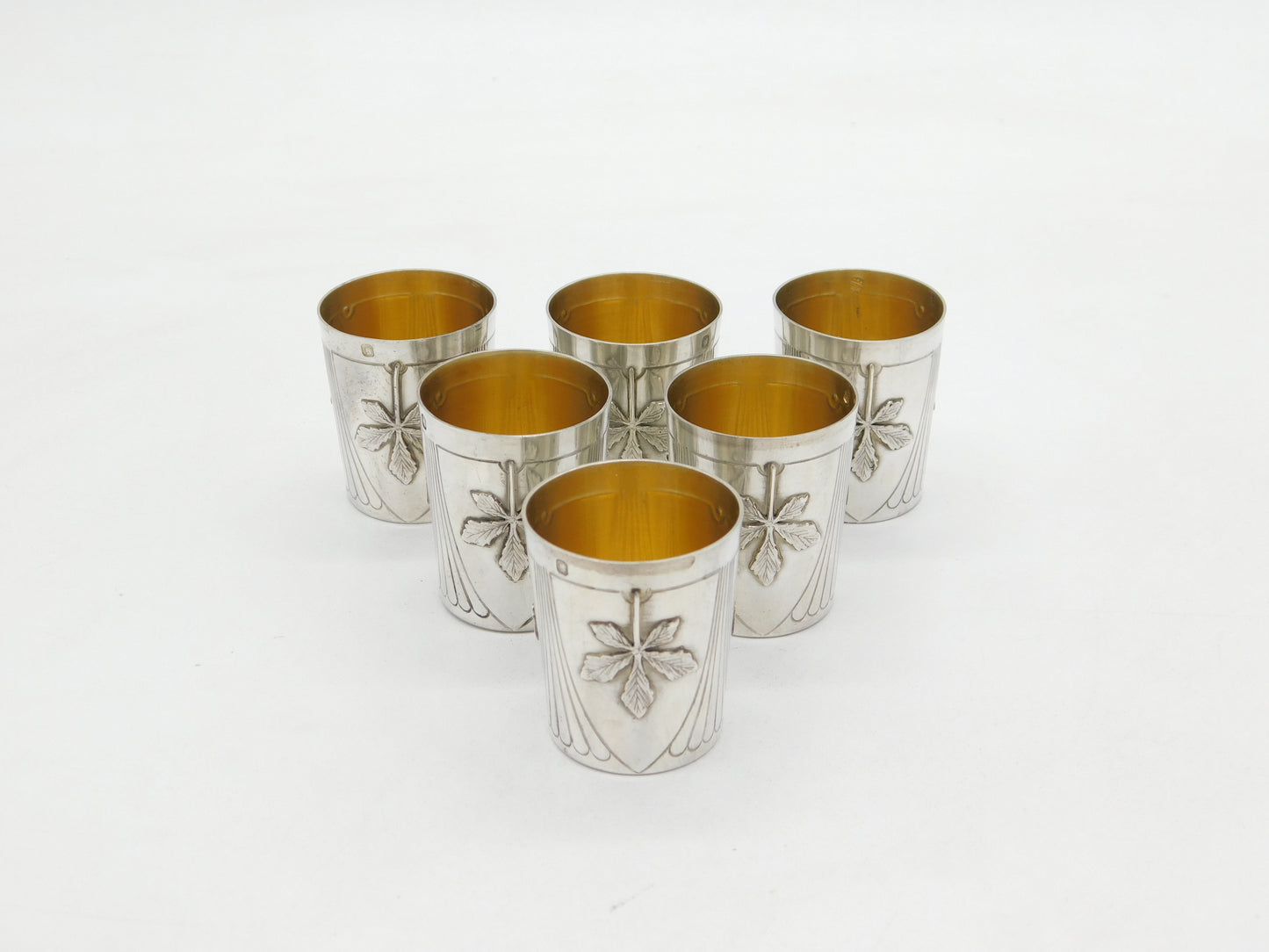 19th Century French .950 Silver Set of Six Shot Cups Antique c1890 Paris Alphonse Debain