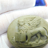 Grand Tour Georgian Large Carved Lava 'Lion of Saint Mark' Cameo c1790 Antique