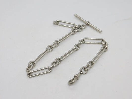 Victorian Sterling Silver Trombone Link Watch Chain Antique 1893 Birmingham