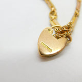 Edwardian 9ct Yellow Gold Fancy Link Bracelet with Heart Lock Clasp c1910