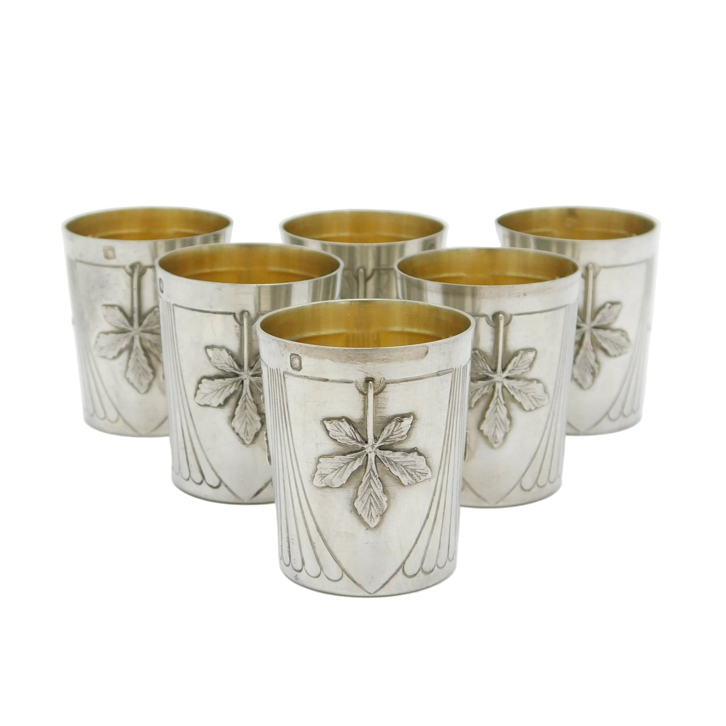 19th Century French .950 Silver Set of Six Shot Cups Antique c1890 Paris Alphonse Debain
