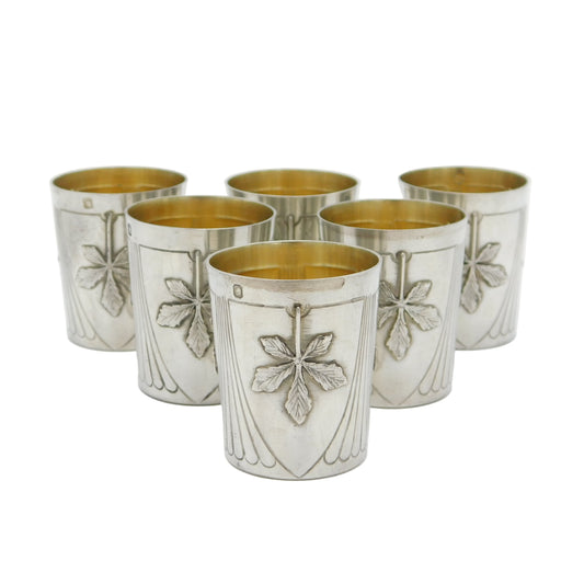 19th Century French .950 Silver Set of Six Shot Cups Antique c1890 Paris Alphonse Debain