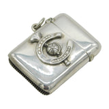 Edwardian Sterling Silver Hunting Riding Vesta Case Antique 1904 Birmingham