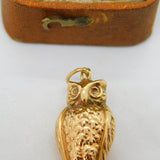 9ct Yellow Gold Wise Owl Charm Pendant Vintage 1961 Birmingham