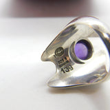 Georg Jensen Sterling Silver Modernist Ring No. 139 Cabochon Amethyst 1972