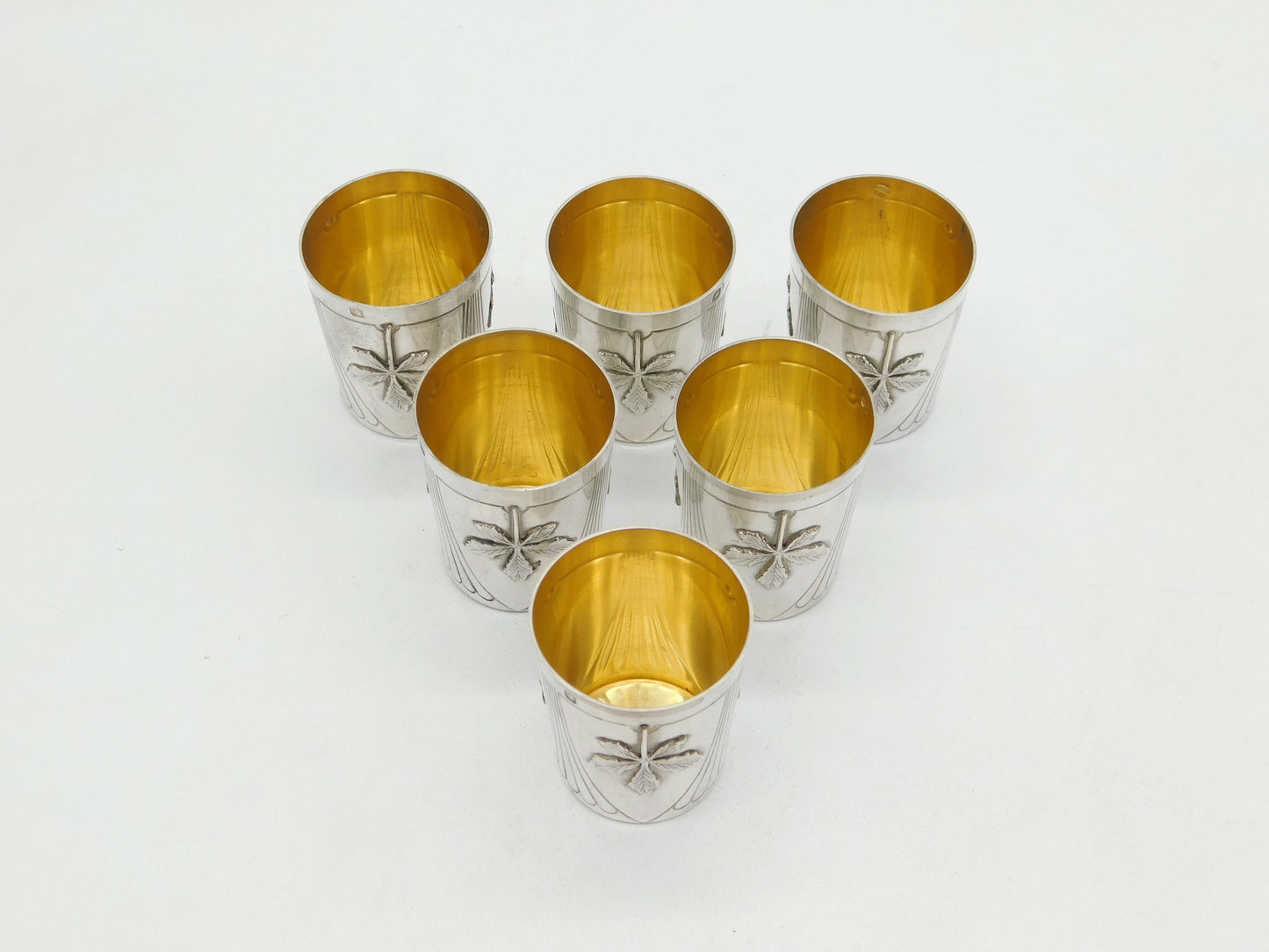 19th Century French .950 Silver Set of Six Shot Cups Antique c1890 Paris Alphonse Debain