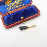 Victorian 9ct Gold & Carved Black Hardstone Figa Hand Pendant Antique c1890