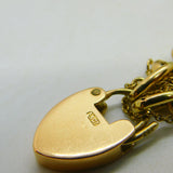 Edwardian 15ct Yellow Gold Curb Link Charm Bracelet & Heart Clasp Antique c1910