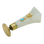 18th Century French Sterling Silver Gilt, 9ct Gold & Agate Desk Seal Antique