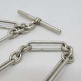 Victorian Sterling Silver Trombone Link Watch Chain Antique 1893 Birmingham