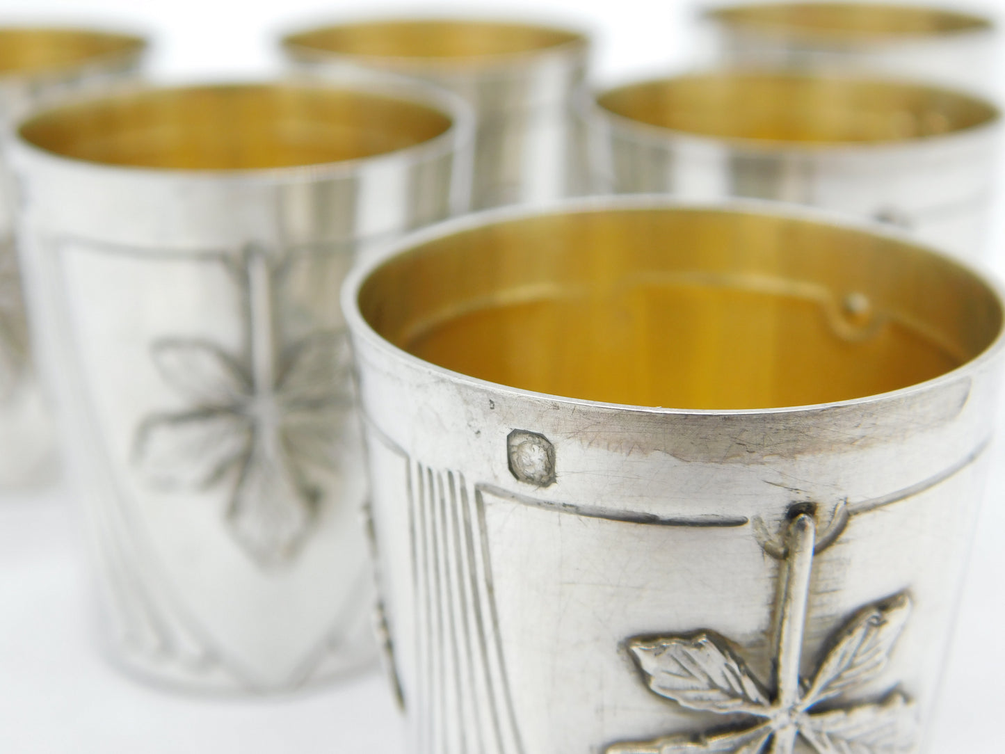 19th Century French .950 Silver Set of Six Shot Cups Antique c1890 Paris Alphonse Debain