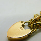Edwardian 15ct Yellow Gold Curb Link Charm Bracelet & Heart Clasp Antique c1910