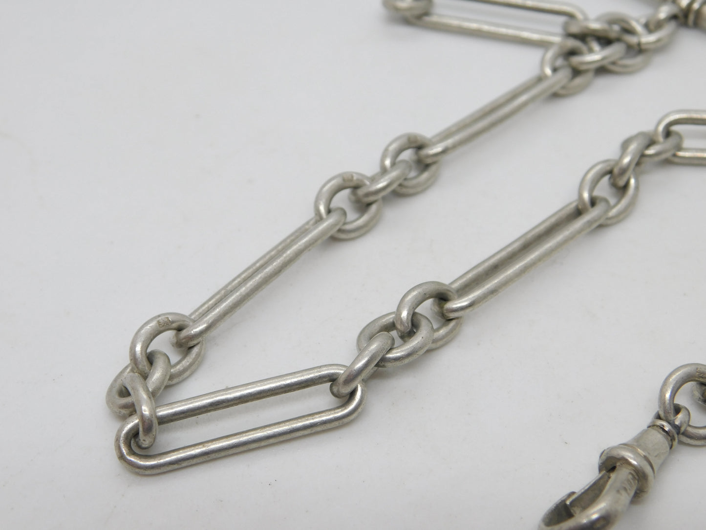 Victorian Sterling Silver Trombone Link Watch Chain Antique 1893 Birmingham