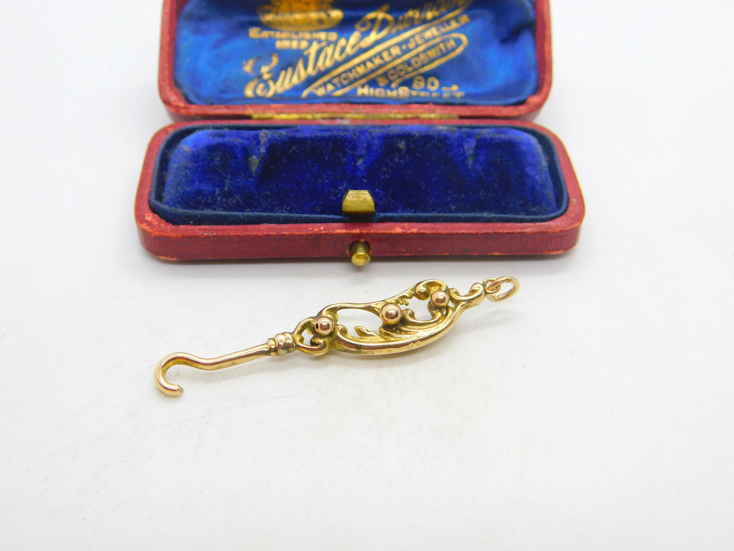 Edwardian 9ct Yellow Gold Button Hook Fob or Pendant Antique c1910