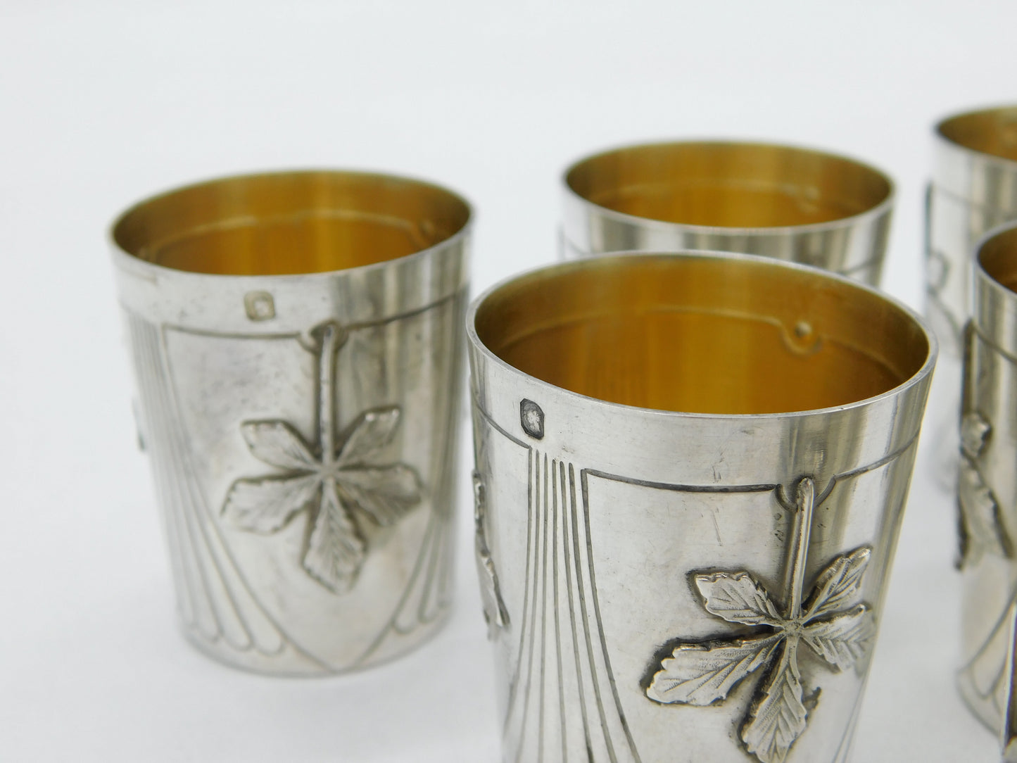 19th Century French .950 Silver Set of Six Shot Cups Antique c1890 Paris Alphonse Debain