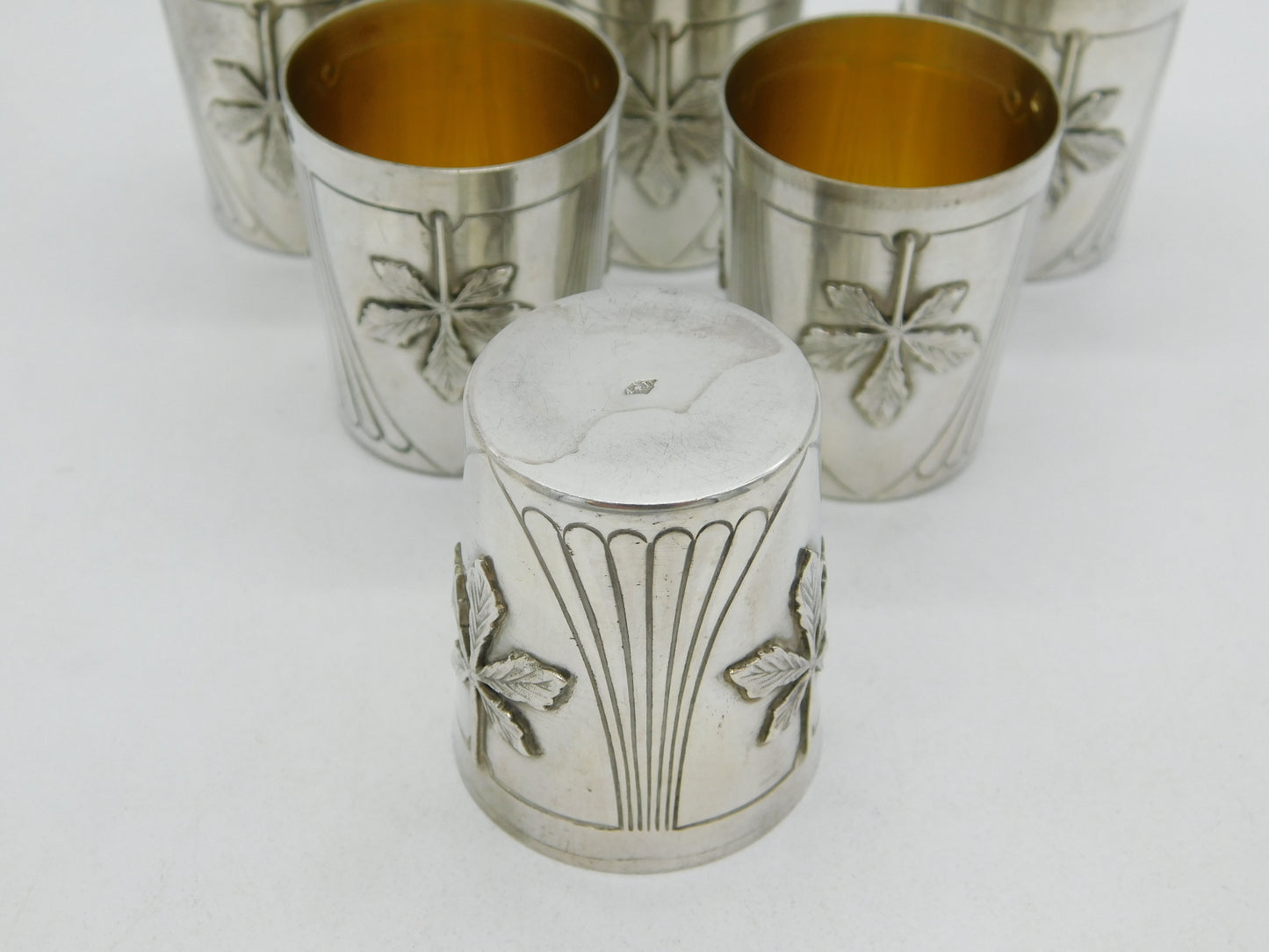 19th Century French .950 Silver Set of Six Shot Cups Antique c1890 Paris Alphonse Debain