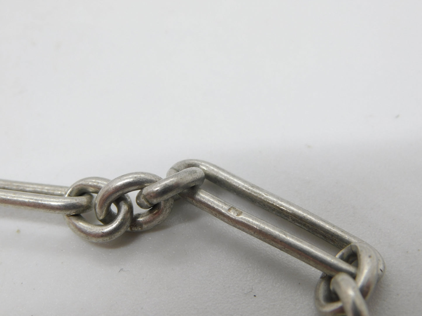 Victorian Sterling Silver Trombone Link Watch Chain Antique 1893 Birmingham