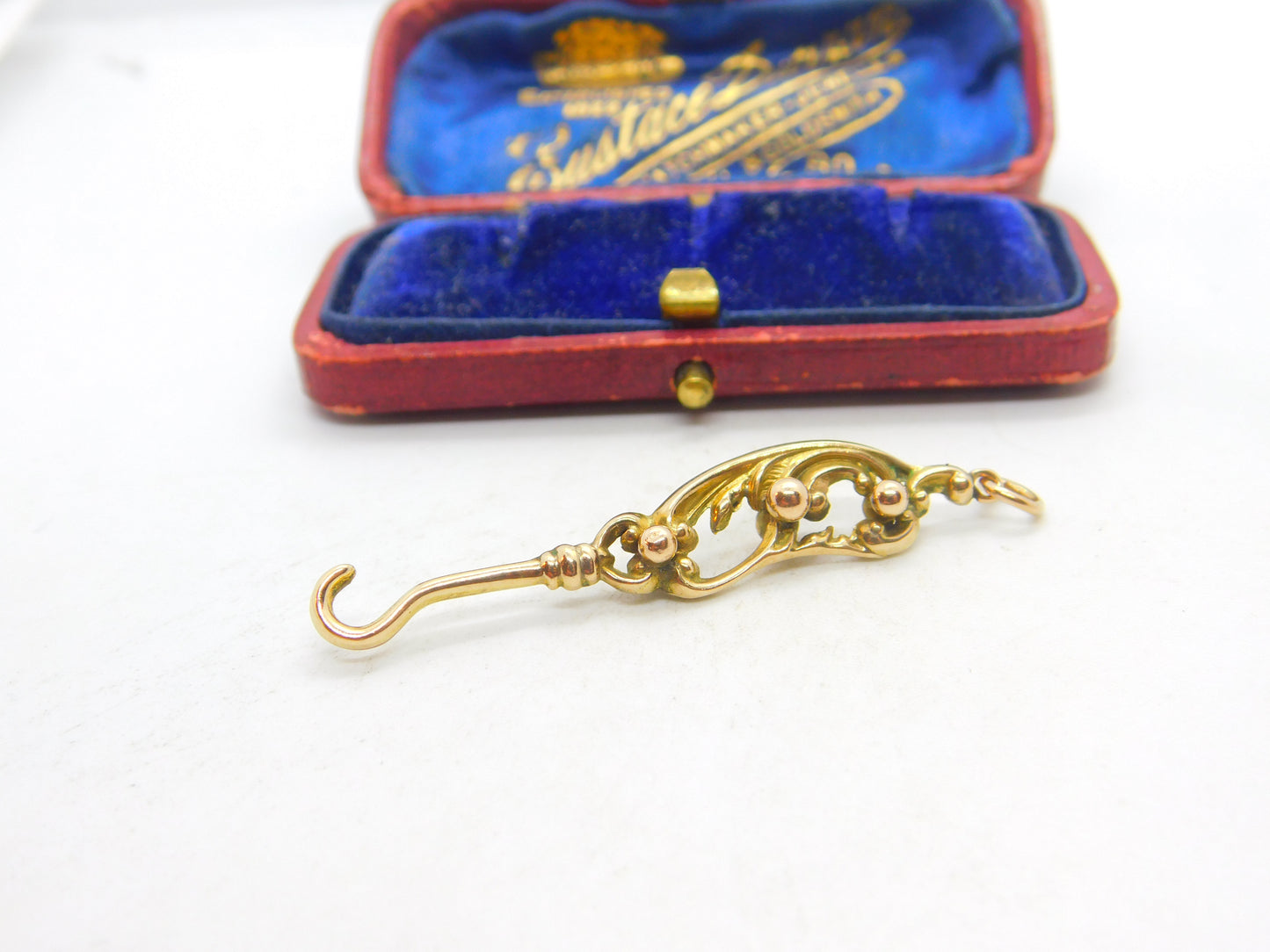 Edwardian 9ct Yellow Gold Button Hook Fob or Pendant Antique c1910