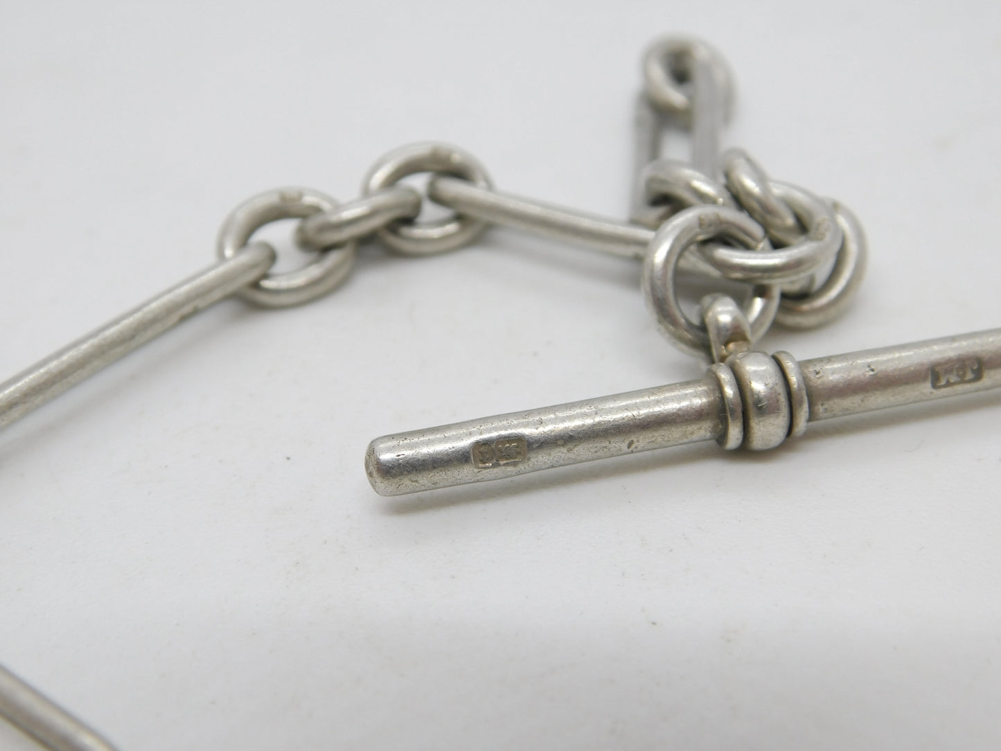 Victorian Sterling Silver Trombone Link Watch Chain Antique 1893 Birmingham