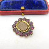 Georgian 9ct Gold, Almandine Garnet, Woven Hair Mourning Brooch Pendant Antique