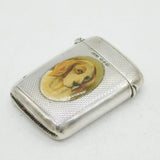 Victorian Sterling Silver & Enamel Hound Dog Vesta Case Antique 1894 Birmingham