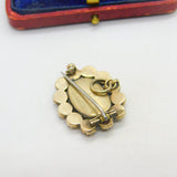 Georgian 9ct Gold, Almandine Garnet, Woven Hair Mourning Brooch Pendant Antique