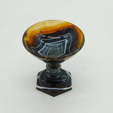 Victorian Banded Agate Pedestal Comport Dish or Salt Cellar Antique c1890