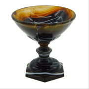 Victorian Banded Agate Pedestal Comport Dish or Salt Cellar Antique c1890