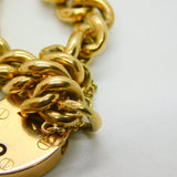 Edwardian 15ct Yellow Gold Curb Link Charm Bracelet & Heart Clasp Antique c1910