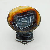 Victorian Banded Agate Pedestal Comport Dish or Salt Cellar Antique c1890
