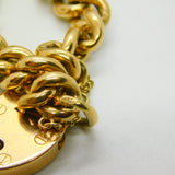 Edwardian 15ct Yellow Gold Curb Link Charm Bracelet & Heart Clasp Antique c1910