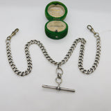 Victorian Sterling Silver Double Albert Watch Chain Antique c1890
