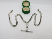 Victorian Sterling Silver Double Albert Watch Chain Antique c1890