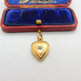 Victorian 9ct Gold Cased Seed Pearl Heart Charm or Pendant Antique c1890