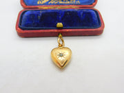 Victorian 9ct Gold Cased Seed Pearl Heart Charm or Pendant Antique c1890
