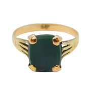 Edwardian 9ct Gold & Bloodstone Agate Signet Ring Antique c1910