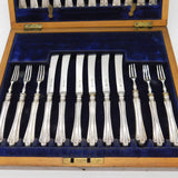 Edwardian Boxed 12 Piece Sterling Silver Tea Cutlery Canteen Antique 1905