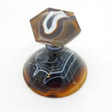 Victorian Banded Agate Pedestal Comport Dish or Salt Cellar Antique c1890