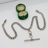 Victorian Sterling Silver Double Albert Watch Chain Antique c1890