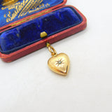 Victorian 9ct Gold Cased Seed Pearl Heart Charm or Pendant Antique c1890