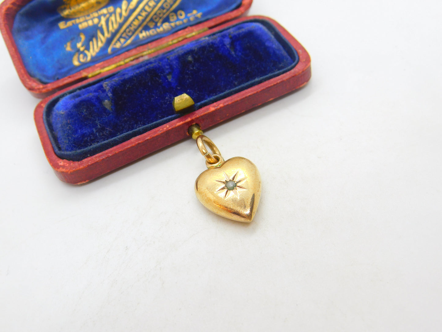 Victorian 9ct Gold Cased Seed Pearl Heart Charm or Pendant Antique c1890