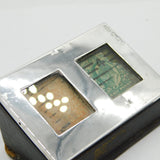 Edwardian Sterling Silver Topped Leather Double Stamp Box Antique 1904 Birmingham